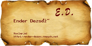 Ender Dezső névjegykártya